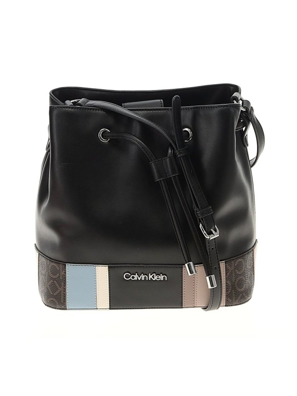Calvin Klein Black Bucket Bag - multi vertical colors on bottom of bag